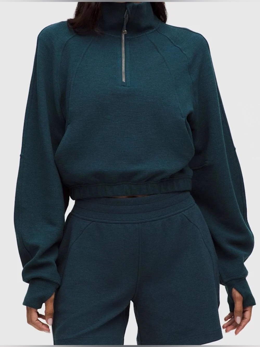 lululemon scuba cropped funnel neck half zip waffle pullover